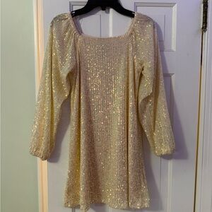 Elegant Gold Sequin kids formal dress